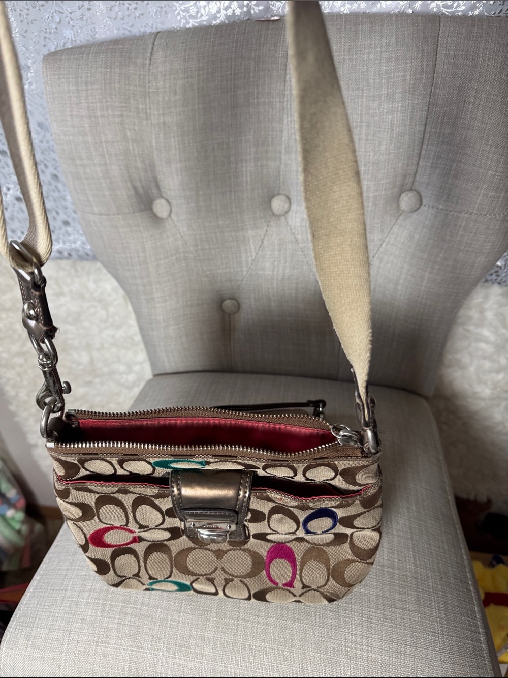 Coach Khaki Signature Crossbody with Multicolor 'C' Accents - Picture 6 of 13